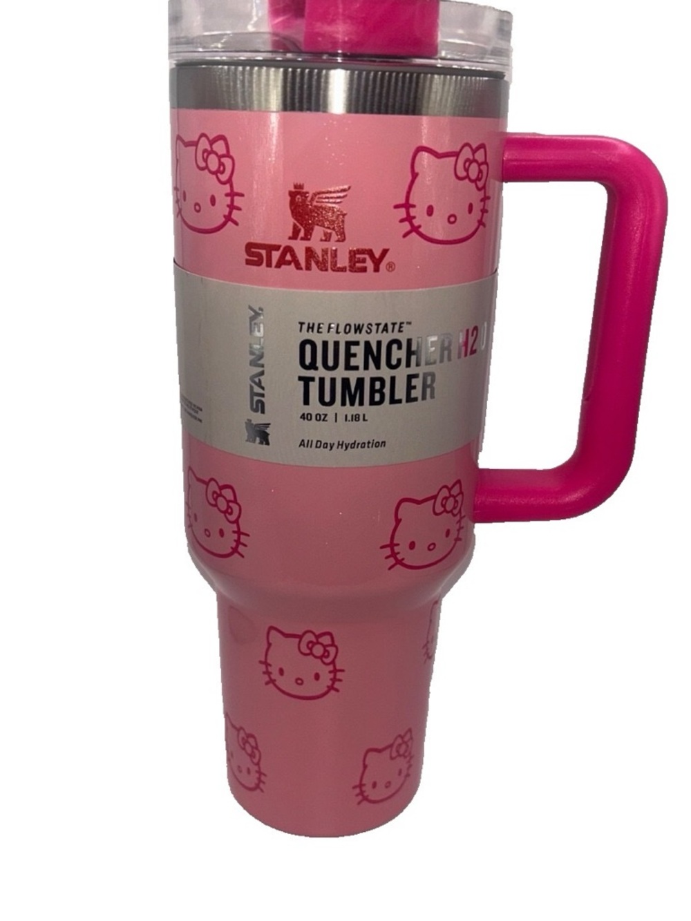 Stanley Pink Hello Kitty Quencher Tumbler with Bright Pink Handle
